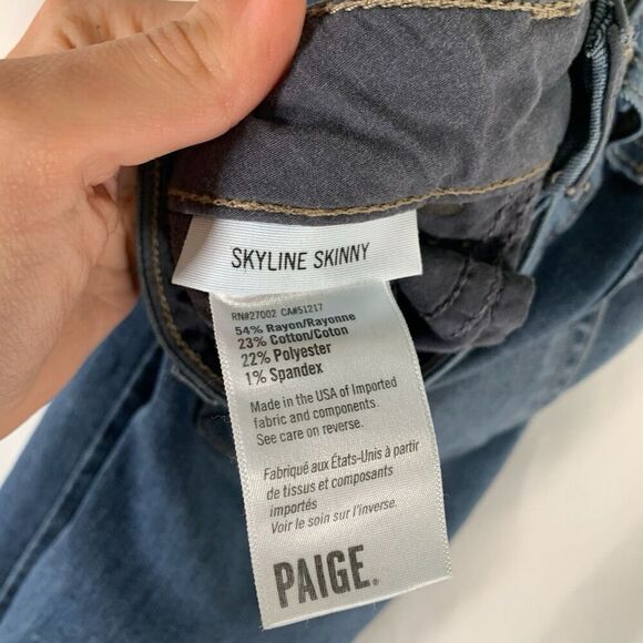 PAIGE Jeans Women's 25 Medium Wash Blue Denim Skyline Skinny Low Rise Cotton Bl - Picture 6 of 10